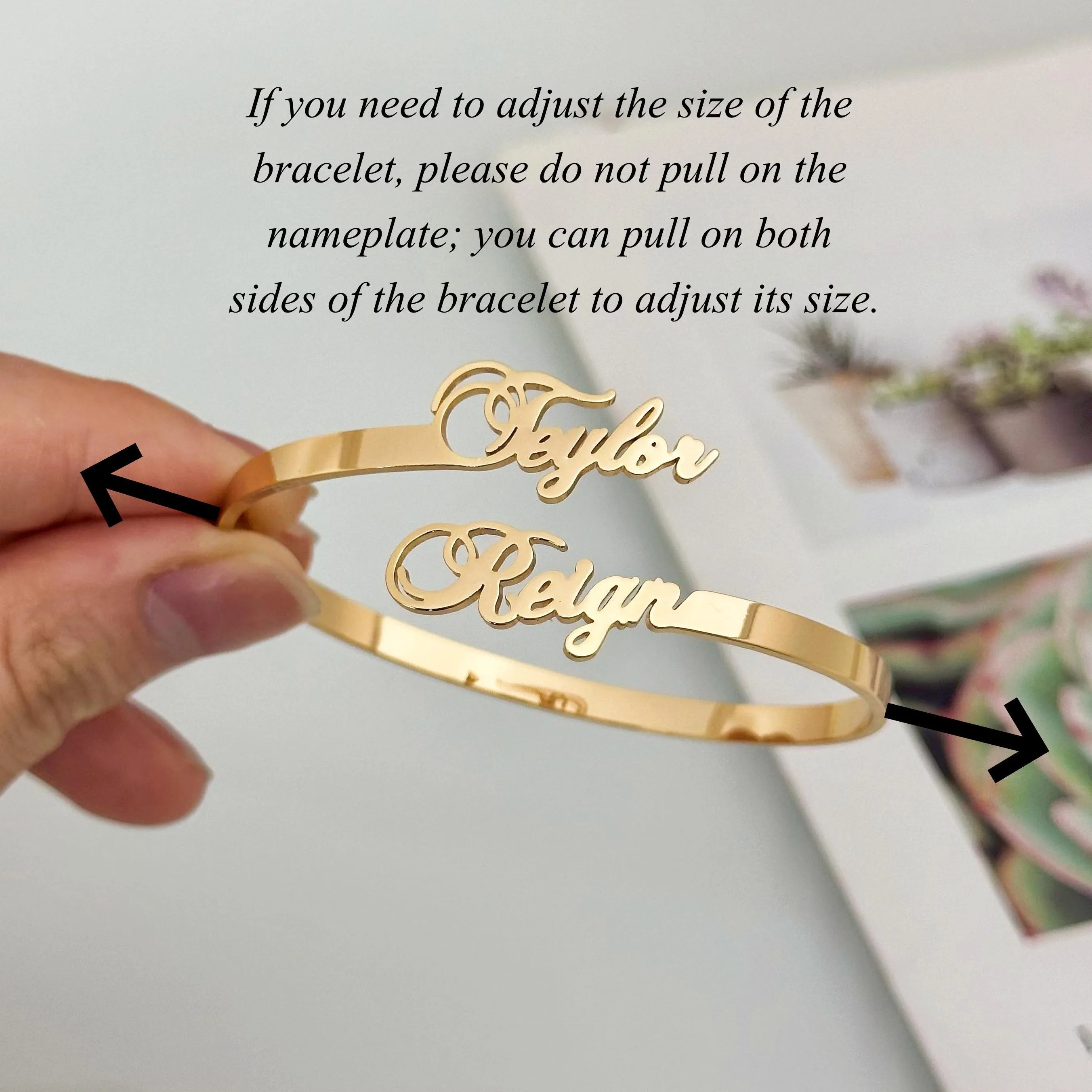 18K Gold Plated Custom Name Bangle Bracelet