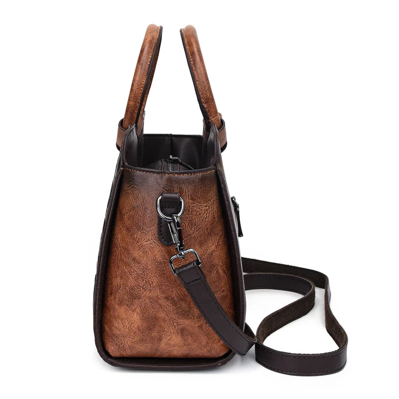Vintage Embossed PU Leather Women's Shoulder Bag
