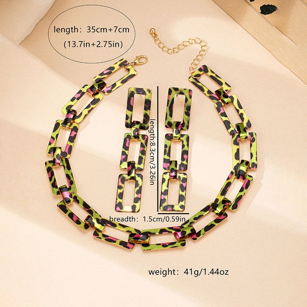 3PCS Stainless Steel Geometric Necklace/Earrings/Bracelet Set