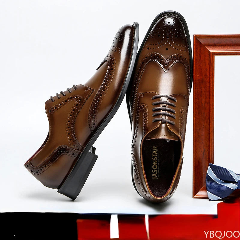 Genuine Leather Lace-up Men's Business  Dress Shoes