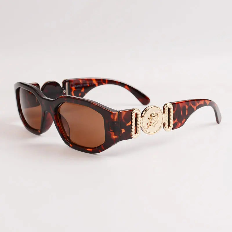 Classic Oval Shaped Gold Black Sunglasses