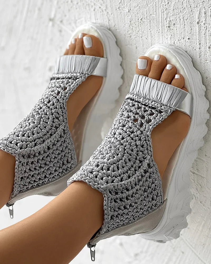 Elegant Knitted Mesh Sandals