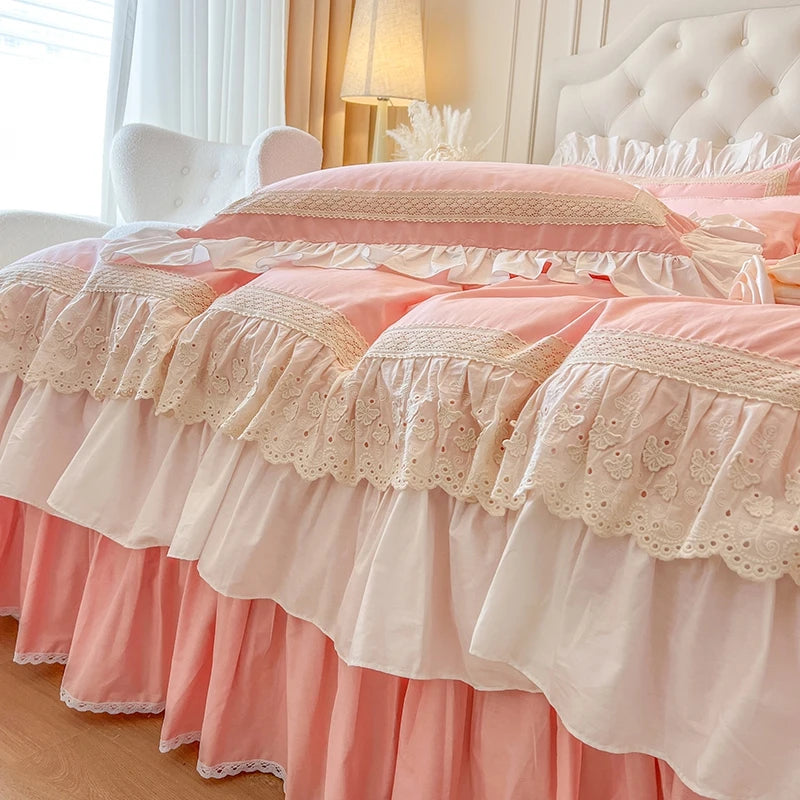 French Romantic Sweet Princess Style Bedding Set 100% Cotton