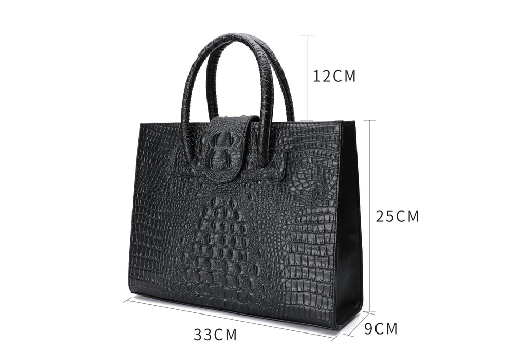Large Crocodile Pattern Genuine Leather Shoulder Bag