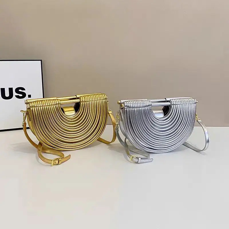 Gold Handwoven Hobo Bag Designer Evening Clutch
