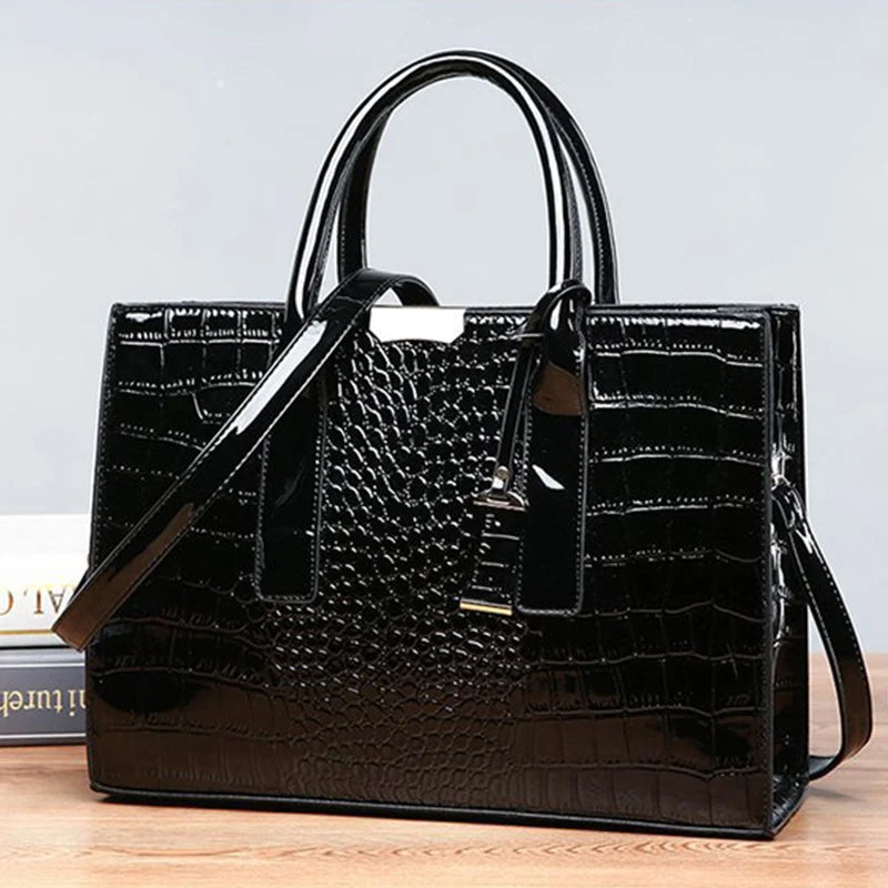 Oversized Tote Crocodile PU Leather Handbag