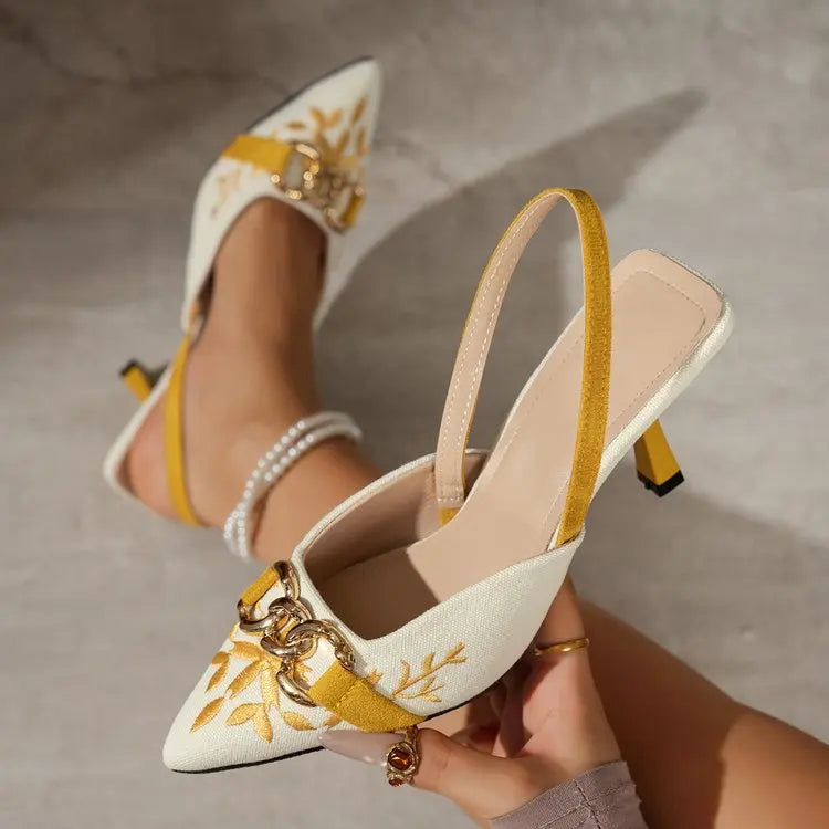 Comfortable Women’s High Heel Sandals Slip-On Buckle