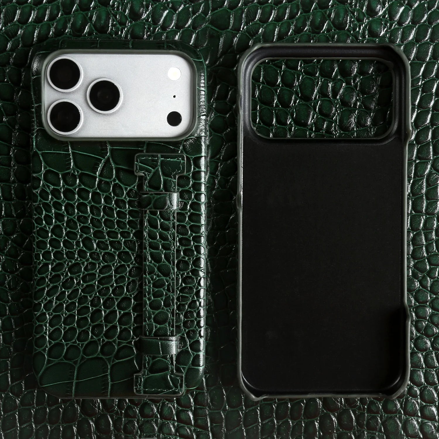 Genuine Leather Case with Wrist Strap & Kickstand for iPhone