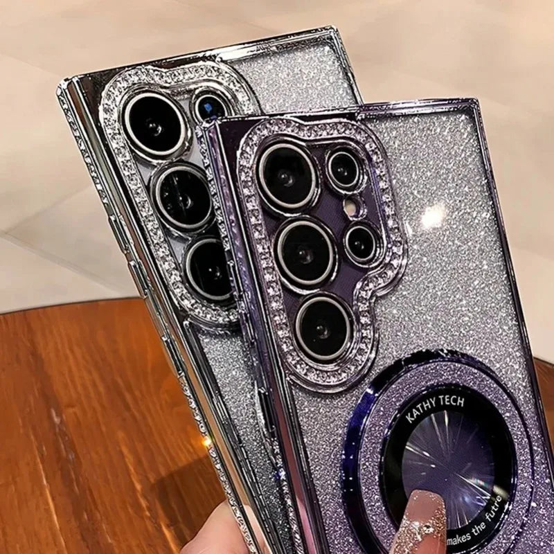 Samsung Galaxy Magnetic Bling Case – Glitter Diamond Gradient Stand Cover