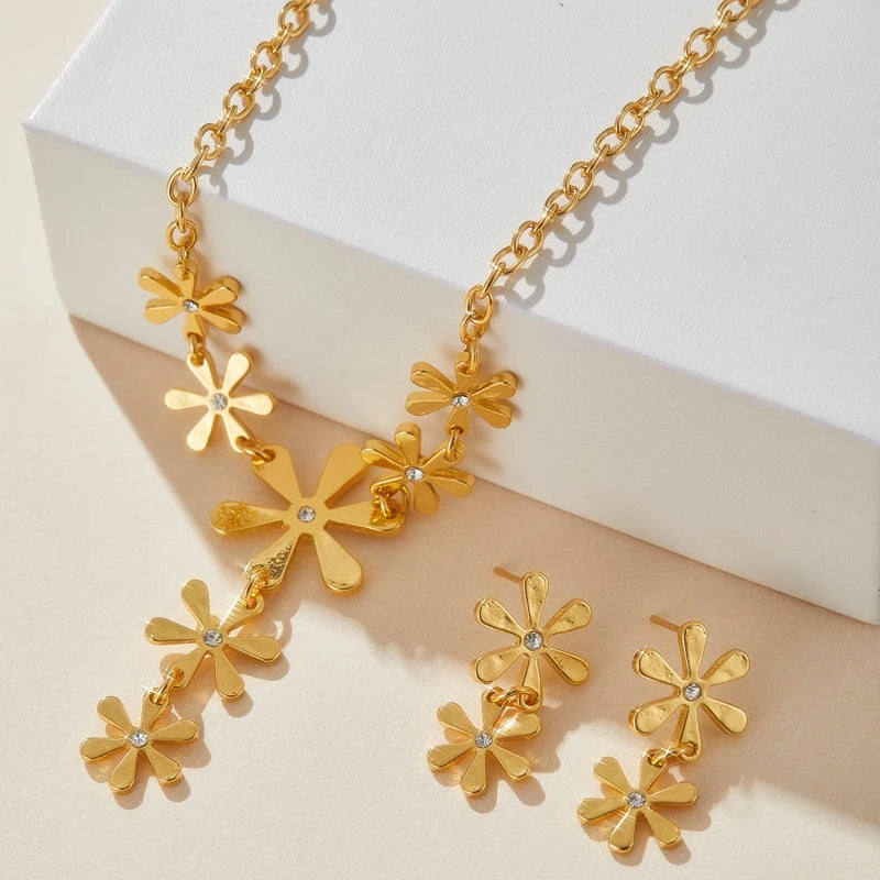 3pc/set Large Round Earrings Collar Necklace Set
