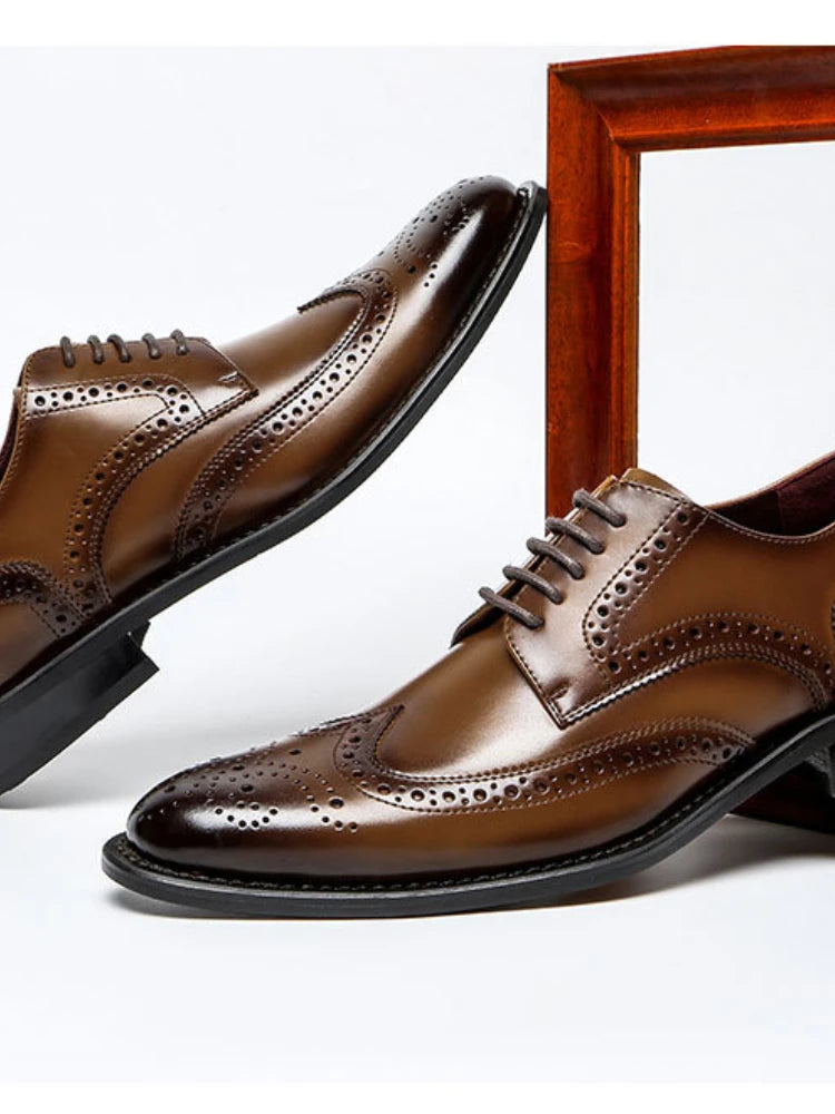 Genuine Leather Lace-up Men's Business  Dress Shoes