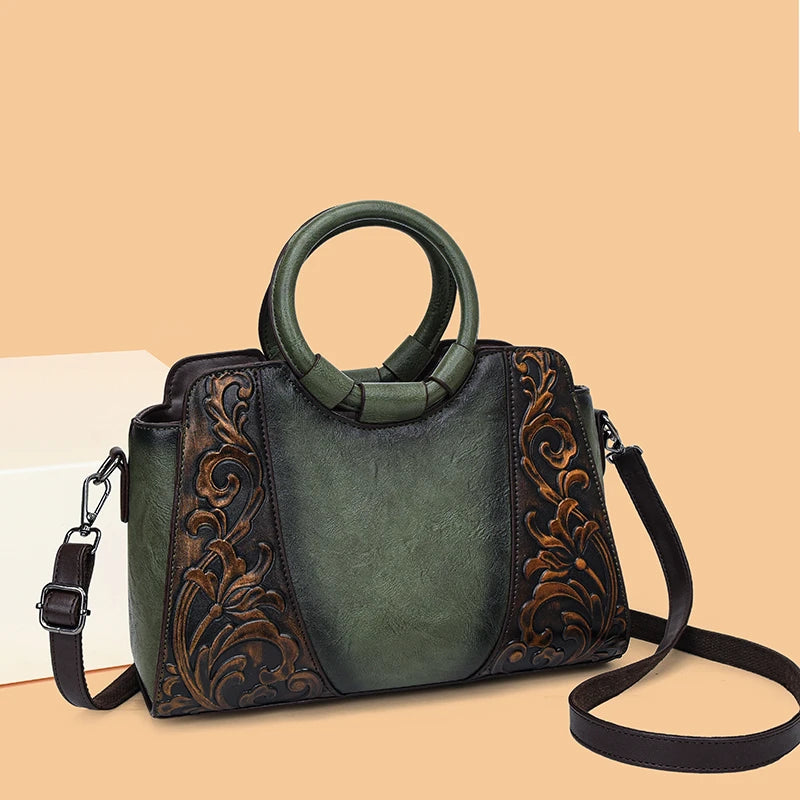 Vintage Embossed PU Leather Women's Shoulder Bag