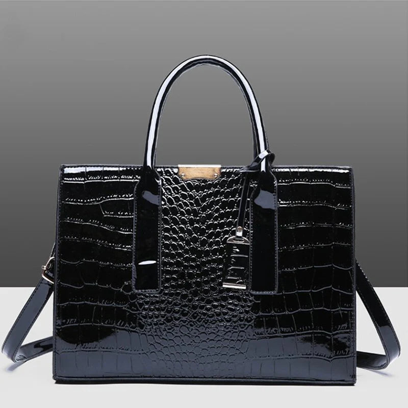 Oversized Tote Crocodile PU Leather Handbag