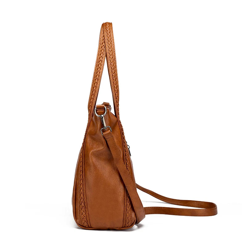 Soft Leather Weave Style Handbag