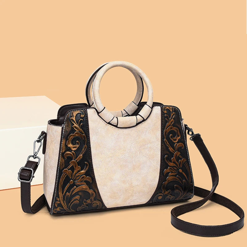 Vintage Embossed PU Leather Women's Shoulder Bag