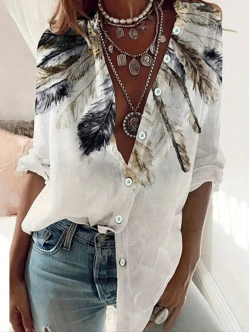 Native Western Ethnic Slim Fit Blouse