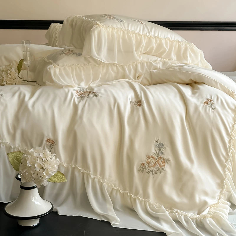 Elegant Chiffon Ruffle  Princess Bedding Set