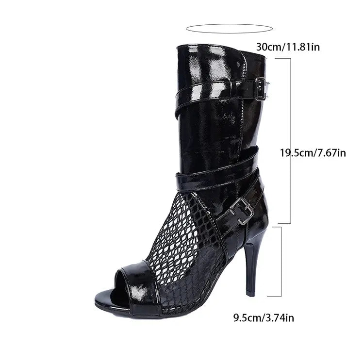 Women’s Plus Size Mesh High Heel Summer Boots