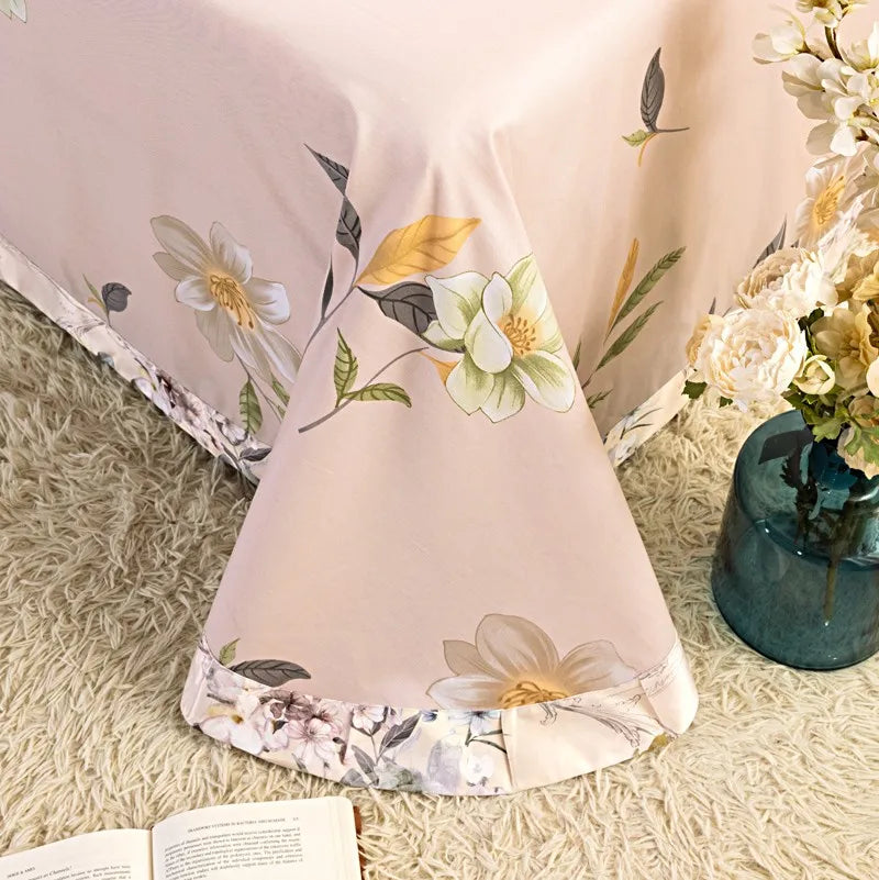  Vintage Chic Blooming Flowers Jacquard Bedding Set