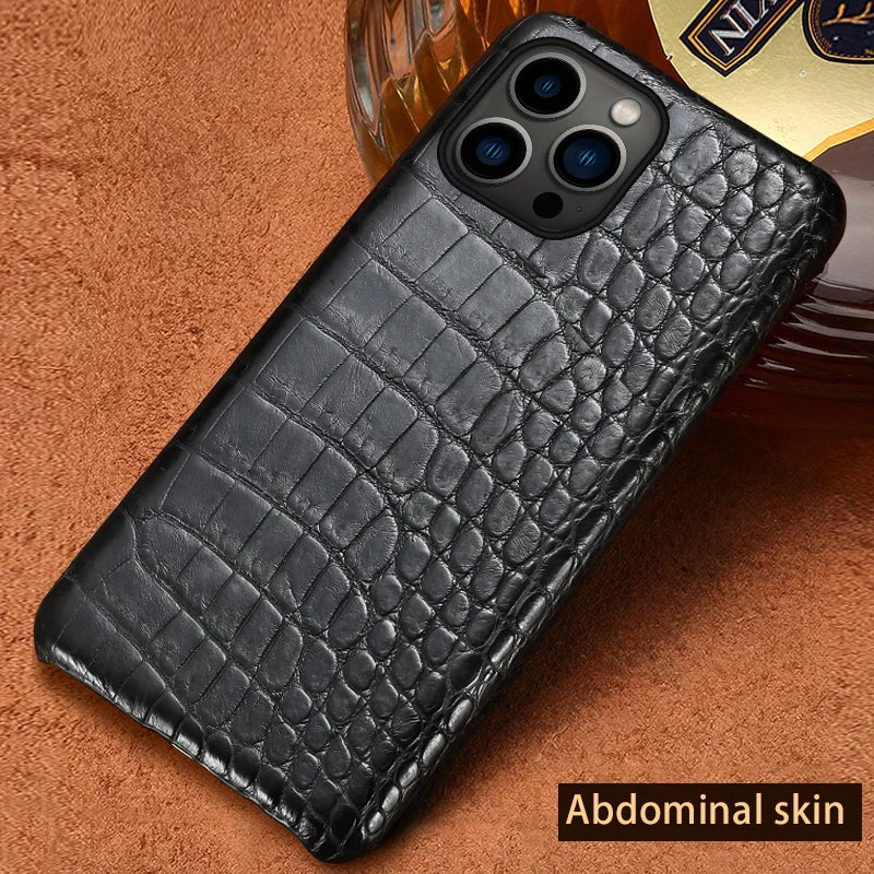 100% Genuine Crocodile Leather Phone Case For iPhone