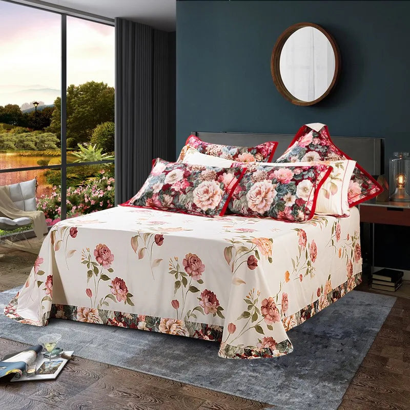  Vintage Chic Blooming Flowers Jacquard Bedding Set