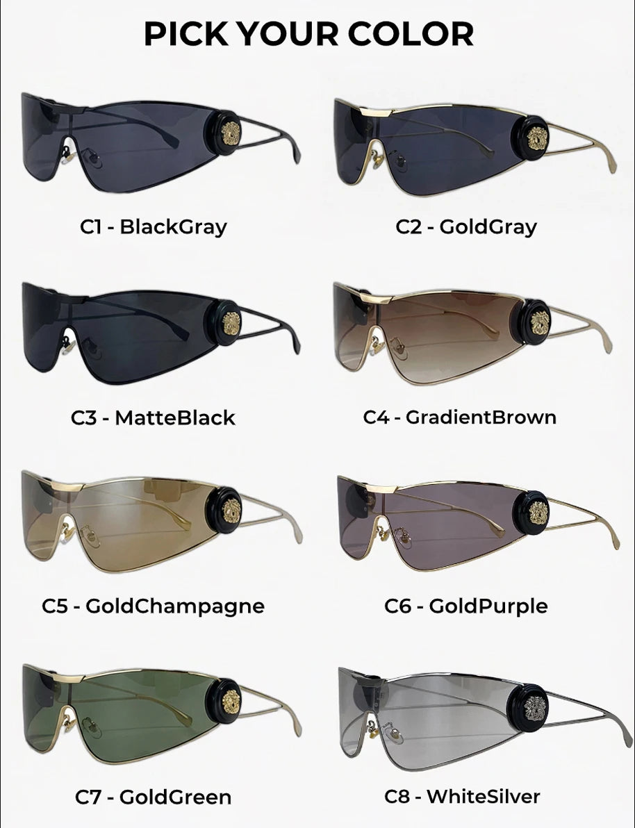 One-Piece Shield Luxury Vintage Wrap Around Sunglasses