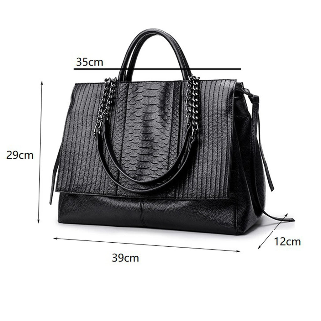 Vintage Snake Pattern Splicing Tote Shoulder Bag