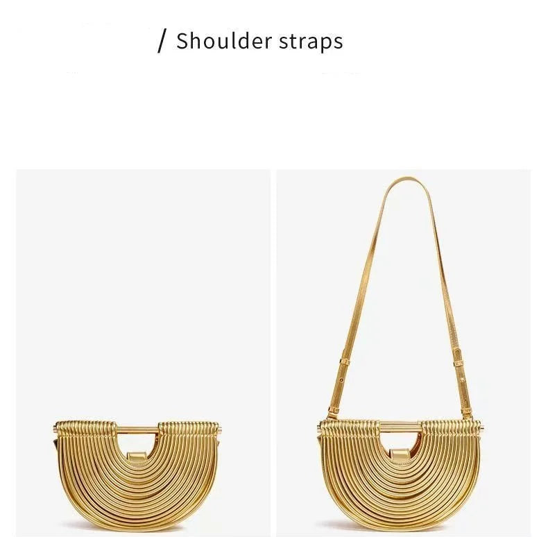 Gold Handwoven Hobo Bag Designer Evening Clutch