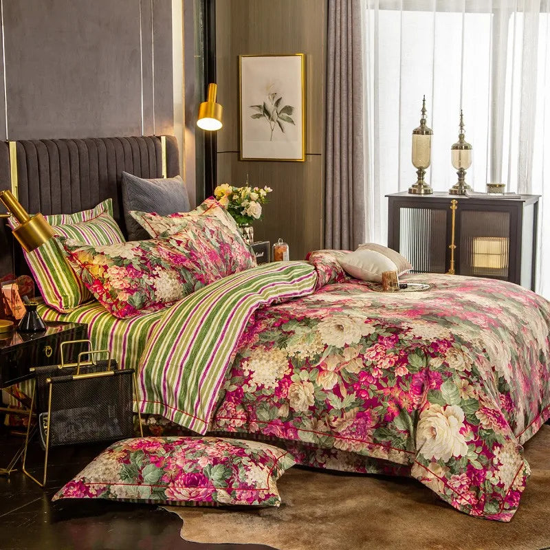 Elegant Vibrant Floral Bedding Set 100% Cotton