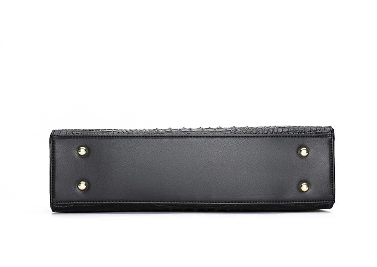 Large Crocodile Pattern Genuine Leather Shoulder Bag
