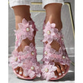 Beautiful Summer Ring Flower Flat Sandals