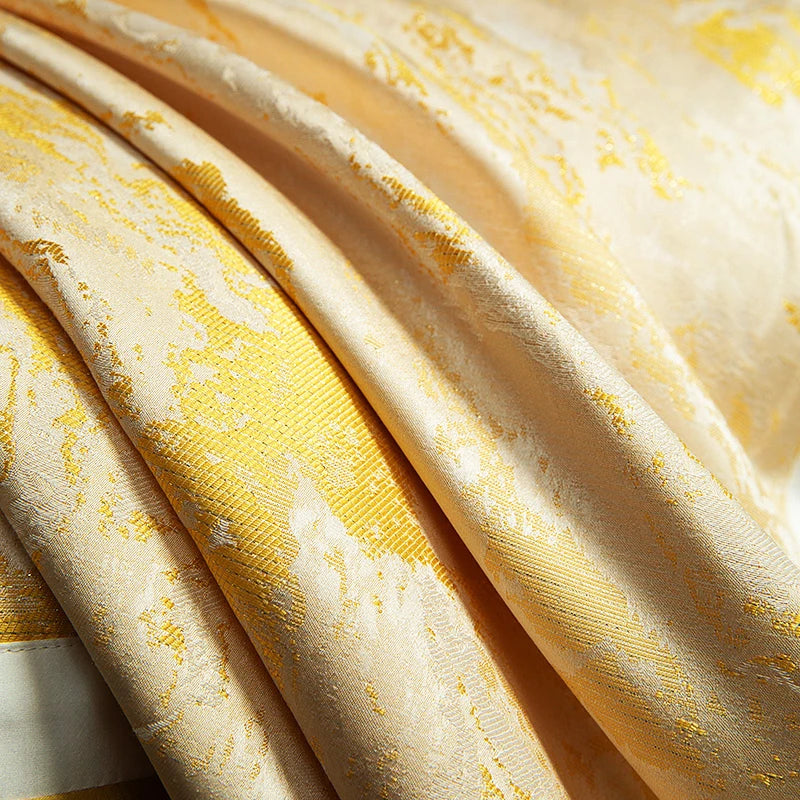Luxury Black Gold Satin Jacquard Bedding Set 1000TC Cotton