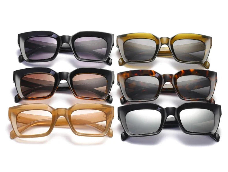 2pcs Fashion Square Thick Frame Anti Light Sunglasses UV400