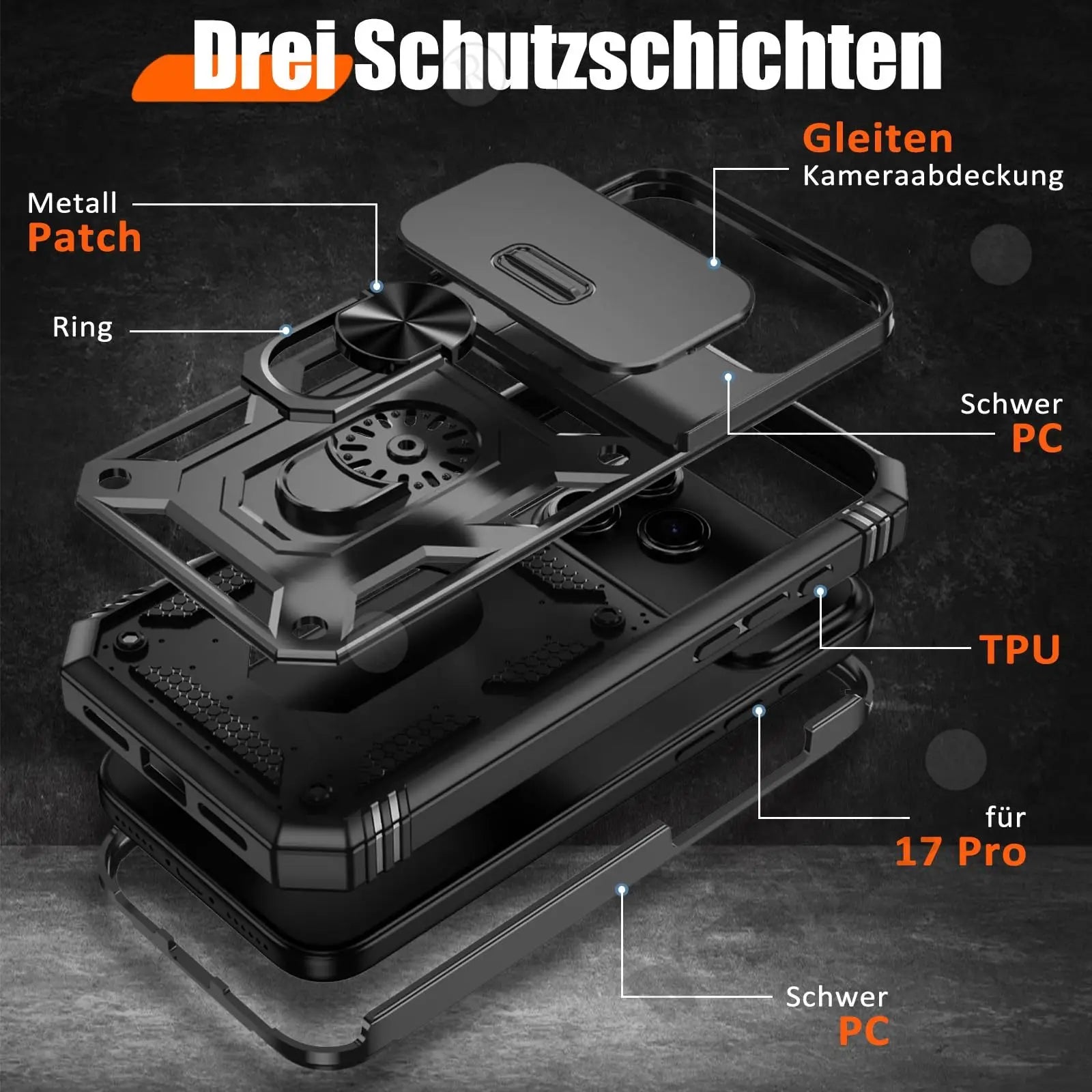 Heavy Duty iPhone Case with Camera 360 Degree Kickstand Cover