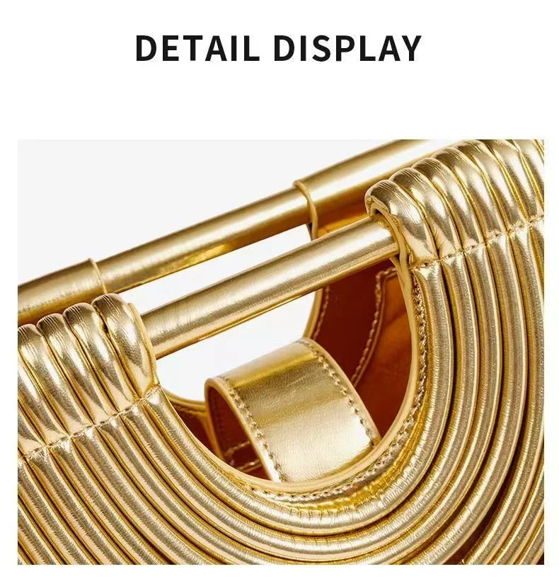 Gold Handwoven Hobo Bag Designer Evening Clutch