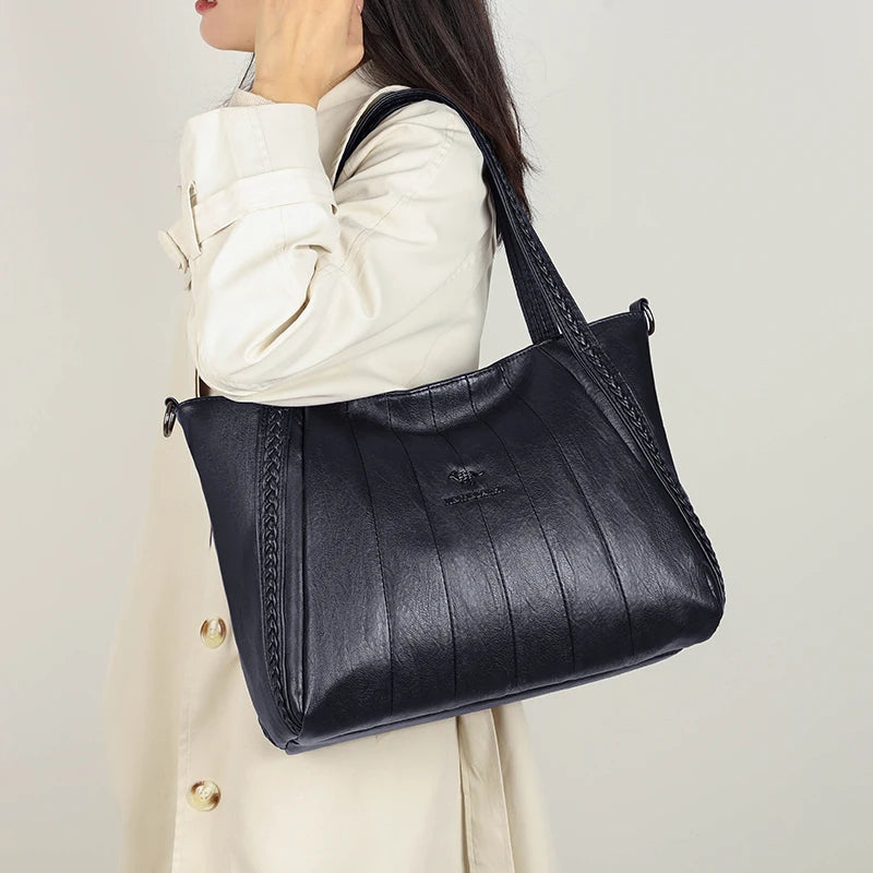 Soft Leather Weave Style Handbag