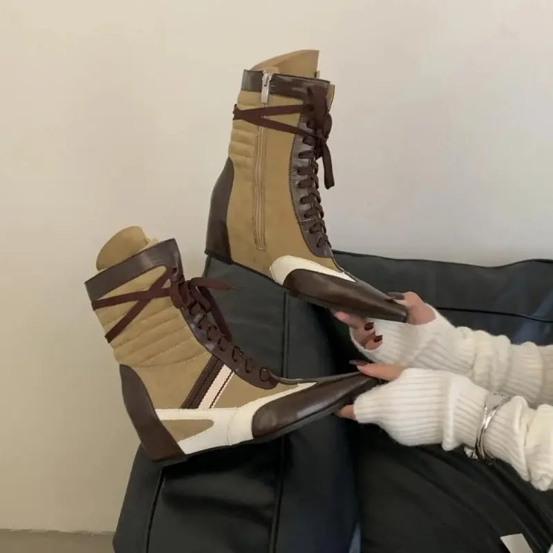 Retro Women Ankle Boots – High Top Height Boost Shoes