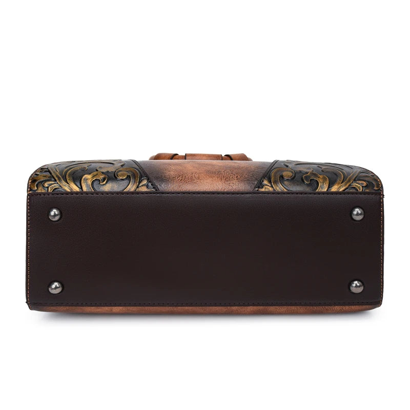 Vintage Embossed PU Leather Women's Shoulder Bag