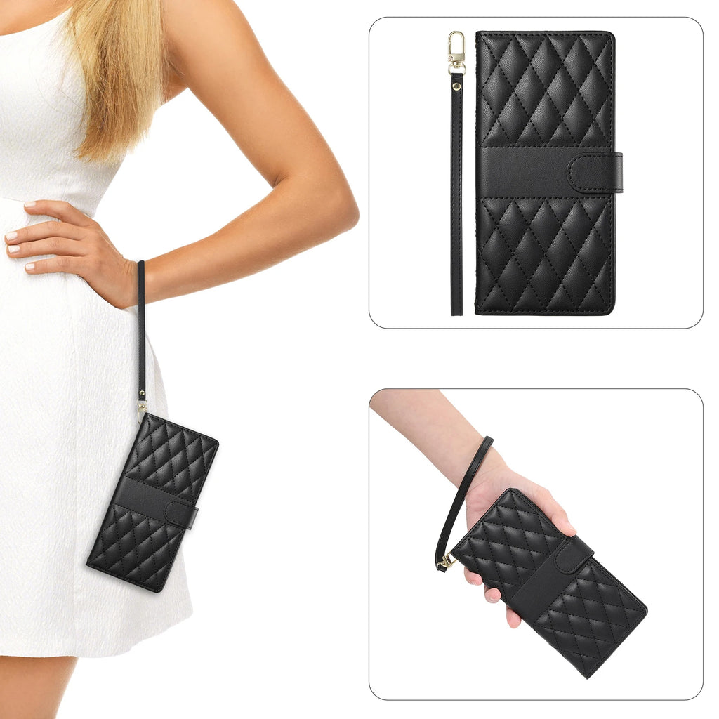 Crossbody Leather Phone Case for Samsung Galaxy – Lanyard Card Wallet Cover