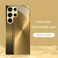 Samsung Galaxy Gold Glass Case – Electroplated Textured Shockproof Phone Cover