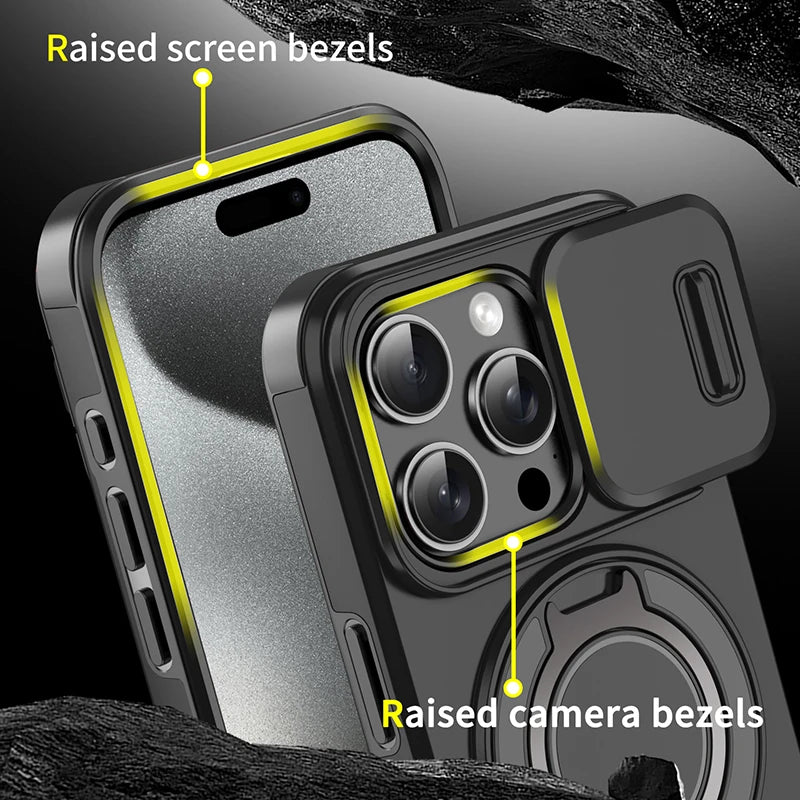 Heavy Duty iPhone Case with 360° Rotating Ring – Car Mount Holder TPU + PC Bumper