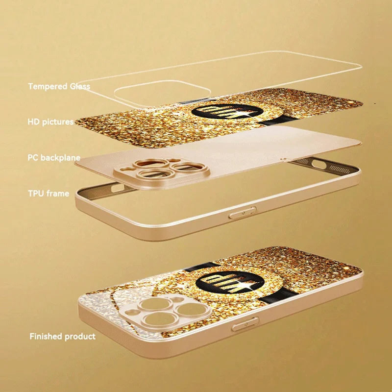 Glimmering Gold Electroplated Glass Phone Case for iPhone