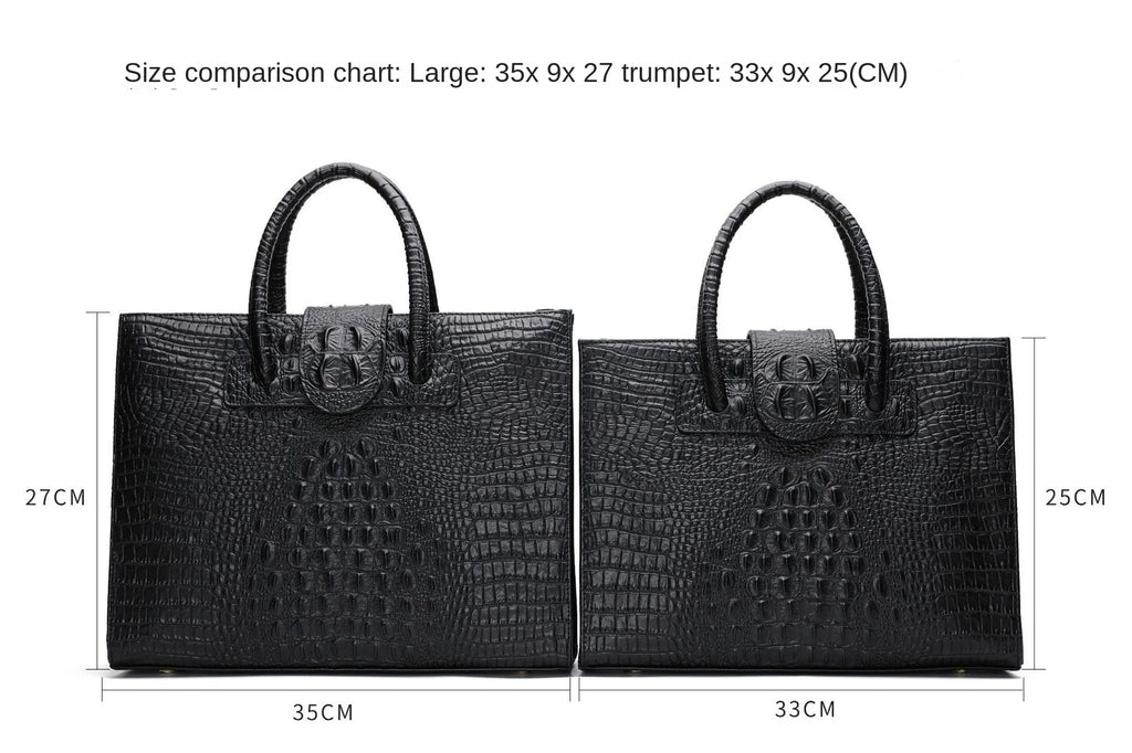 Large Crocodile Pattern Genuine Leather Shoulder Bag