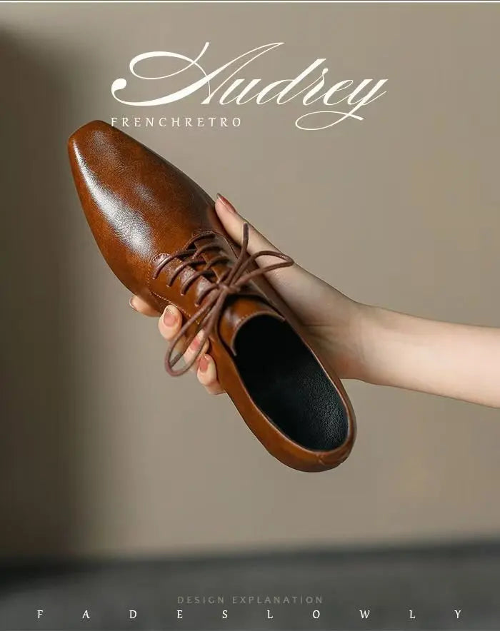 Women’s Square Toe Chunky Heel Leather Loafers
