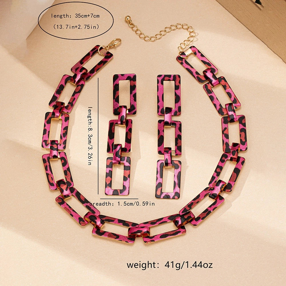 3PCS Stainless Steel Geometric Necklace/Earrings/Bracelet Set