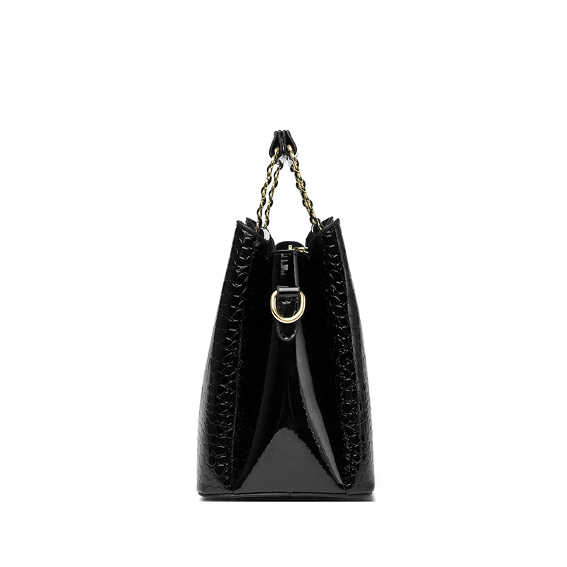 Alligator Patent PU Leather Shoulder Bag