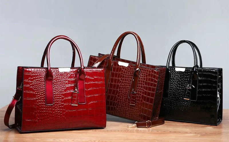 Oversized Tote Crocodile PU Leather Handbag