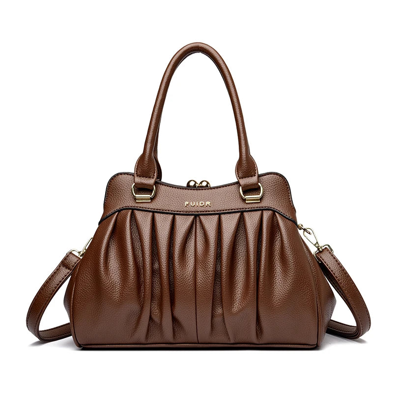 Vintage Style Clip Buckle Multi Pocket Women's Handbag