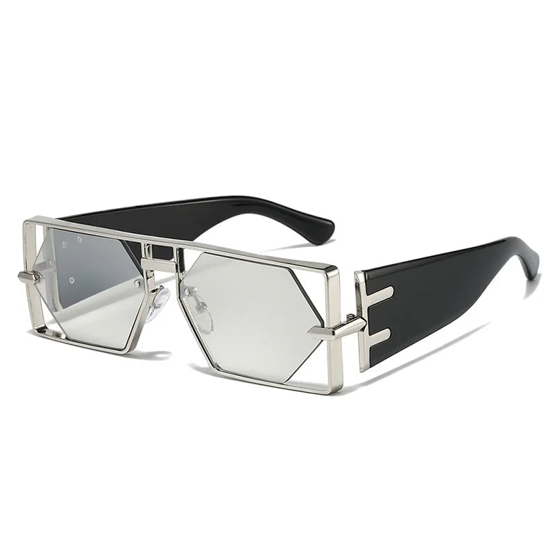 Steampunk Rectangle Metal Frame Sunglasses UV400 