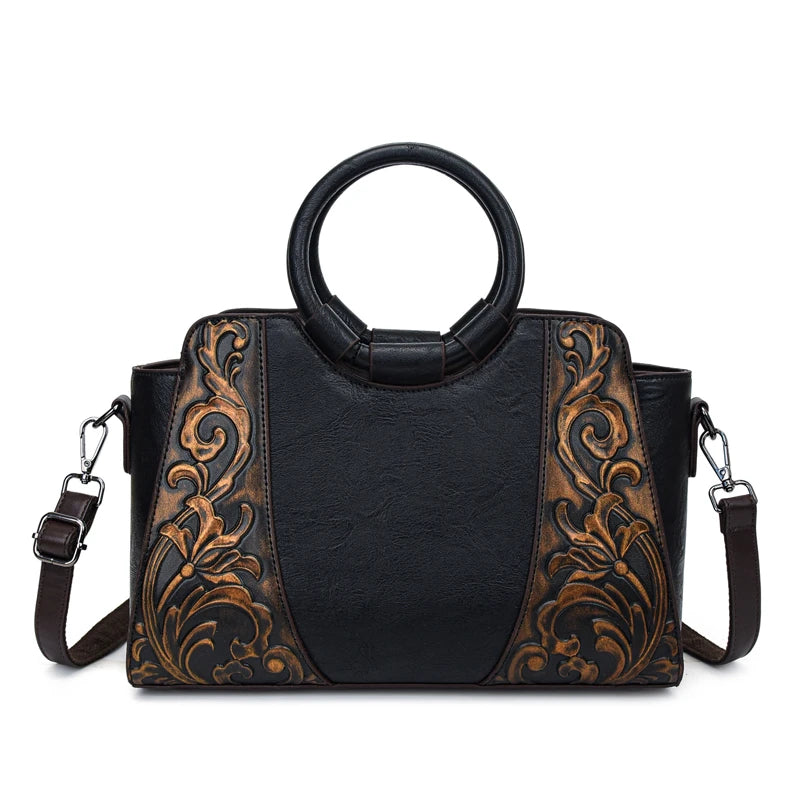 Vintage Embossed PU Leather Women's Shoulder Bag